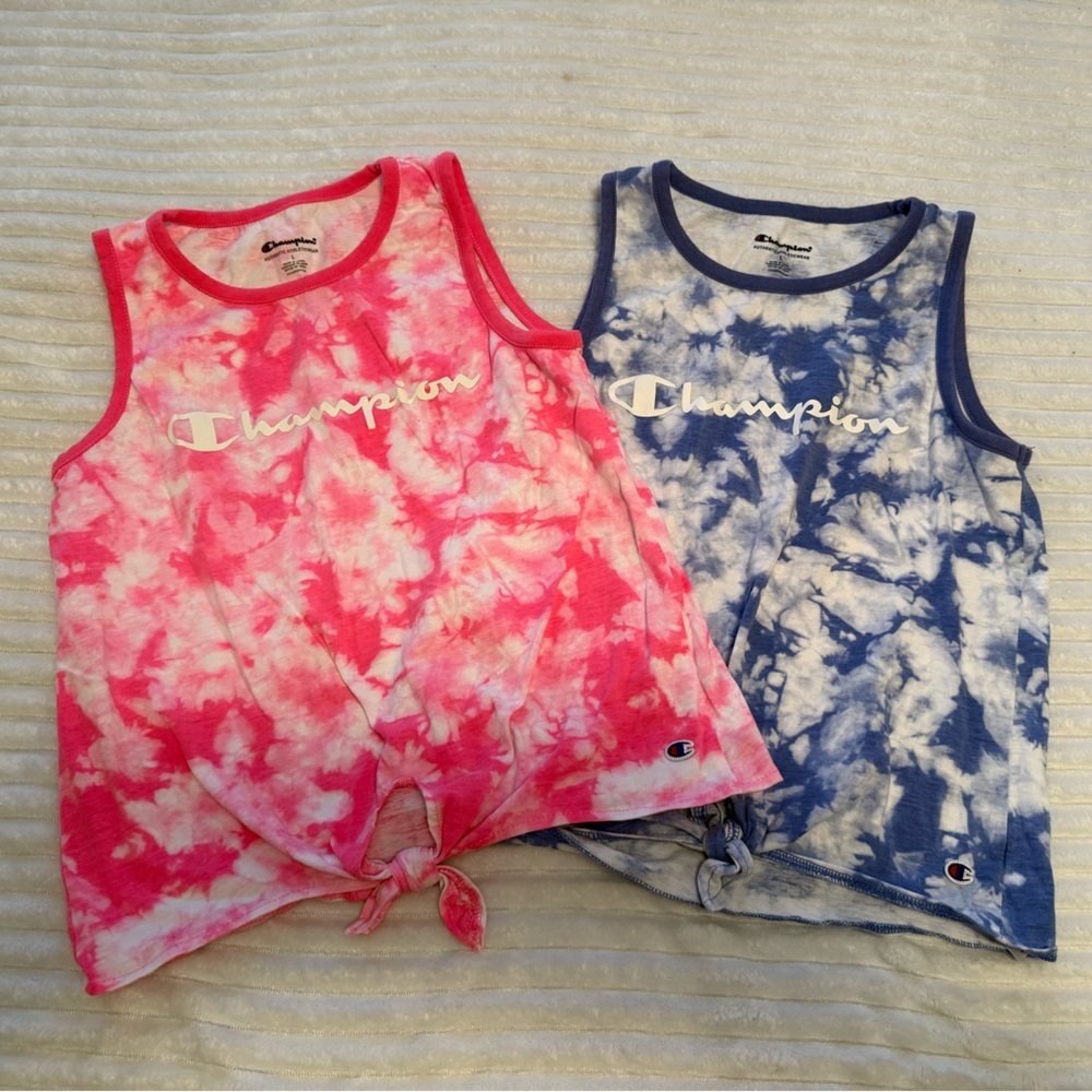 Champion Pink and Blue Tie-Dye Tank Tops